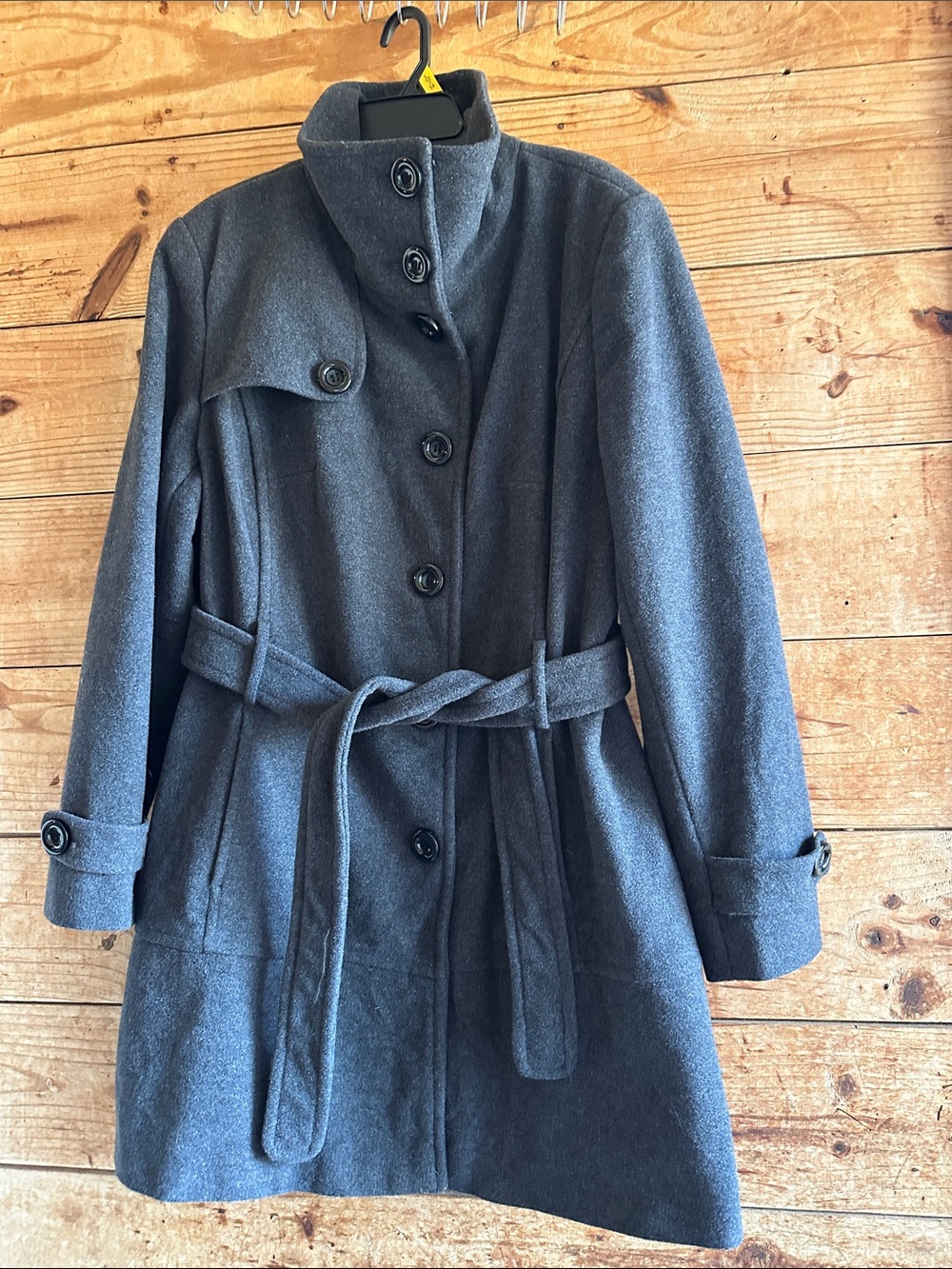 Kenneth Cole Reaction Gray Belted Wool-Blend Coat